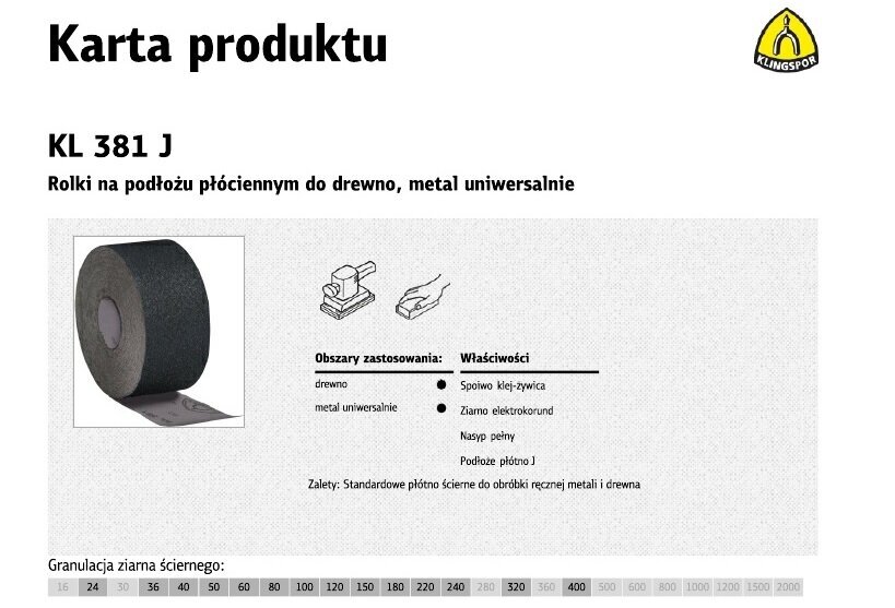 KLINGSPOR RULLIS UZ AUDZA FONA KL381J 200mm th. 60 (50 MB) цена и информация | Ēveles | 220.lv