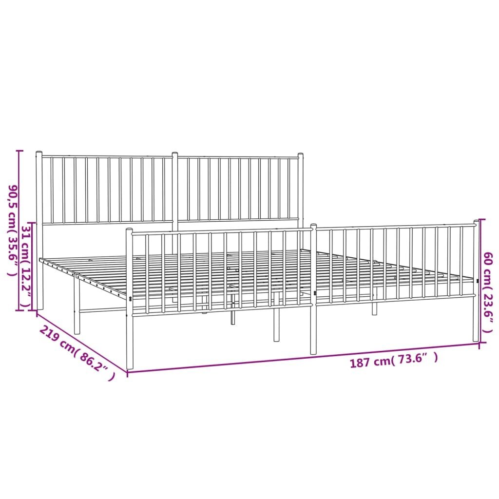 Gultas rāmis ar galvgali un kājgali vidaXL, 183x213 cm, balts cena un informācija | Gultas | 220.lv