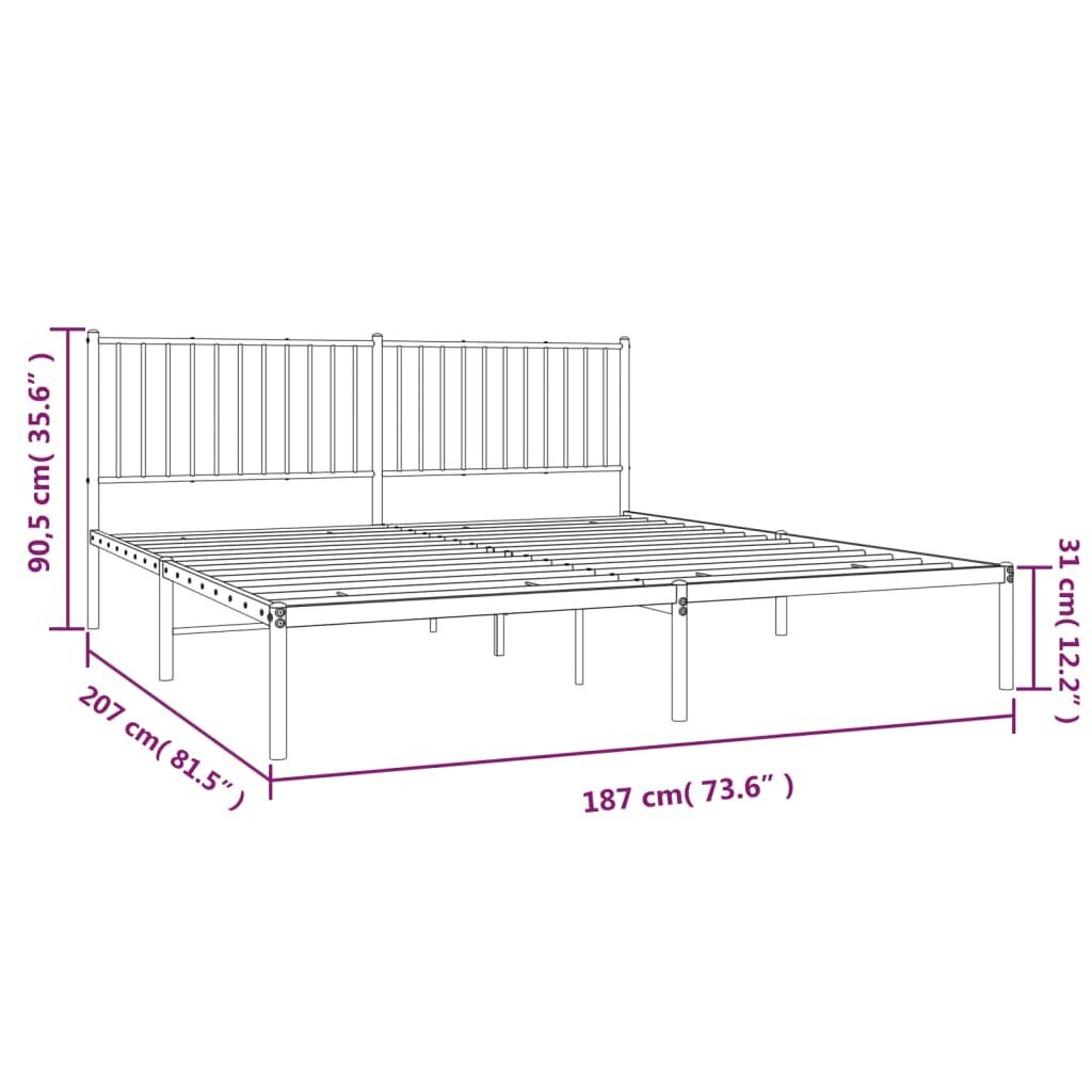 Gultas rāmis ar galvgali un kājgali vidaXL, 180x200 cm, balts cena un informācija | Gultas | 220.lv