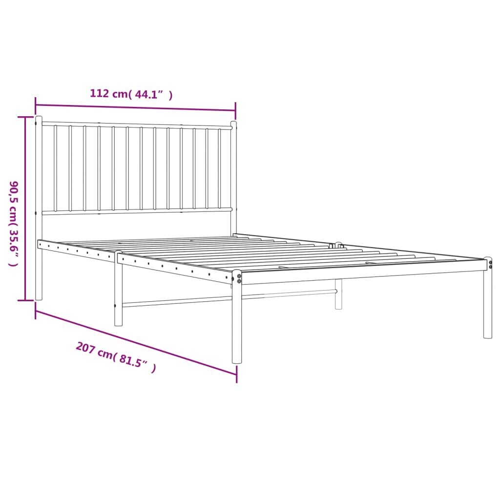 Gultas rāmis ar galvgali un kājgali vidaXL, 107x203 cm, balts cena un informācija | Gultas | 220.lv