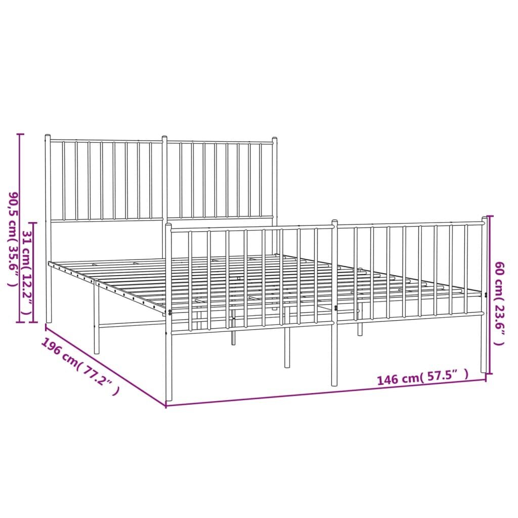 Gultas rāmis ar galvgali un kājgali viadXL, 140x190 cm, melns cena un informācija | Gultas | 220.lv