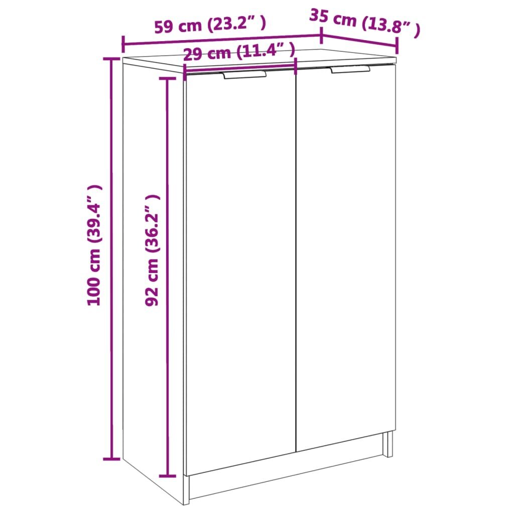 vidaXL apavu plaukts, 59x35x100 cm, inženierijas koks, melns cena un informācija | Apavu skapji, apavu plaukti, priekšnama soliņi | 220.lv