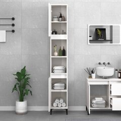 vidaXL vannasistabas skapis, balts, 30x30x190 cm, inženierijas koks cena un informācija | Vannas istabas skapīši | 220.lv