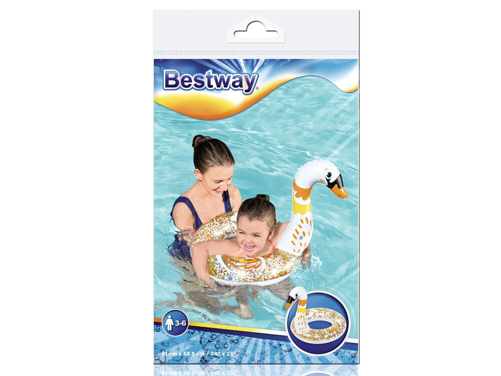 Piepūšamais peldēšanas riņķis- Swan, 61cm cena un informācija | Piepūšamās rotaļlietas un pludmales preces | 220.lv