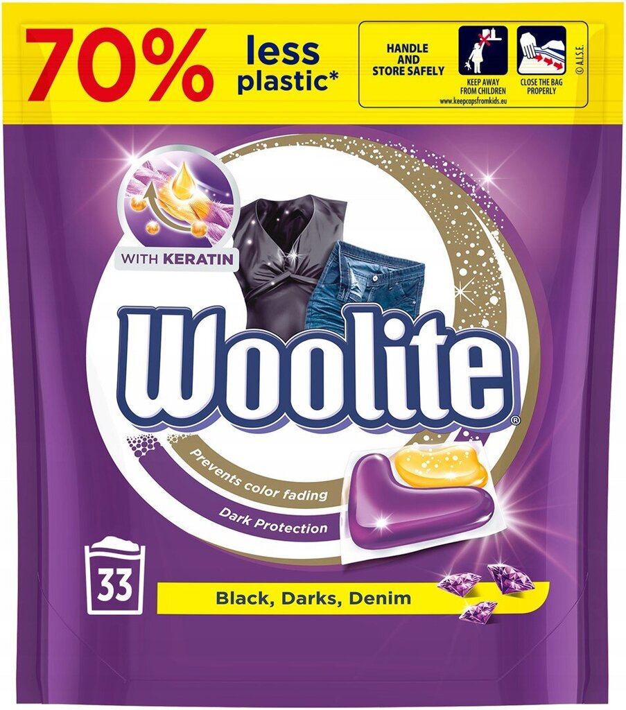 Woolite Black Dark veļas kapsulas, 33 gab. цена и информация | Veļas mazgāšanas līdzekļi | 220.lv