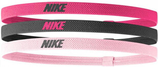 Набор спортивных повязок на голову Nike Elastic Headbands 2.0 3P N1004529 658, черная/розовая цена и информация | Спортивная одежда для женщин | 220.lv