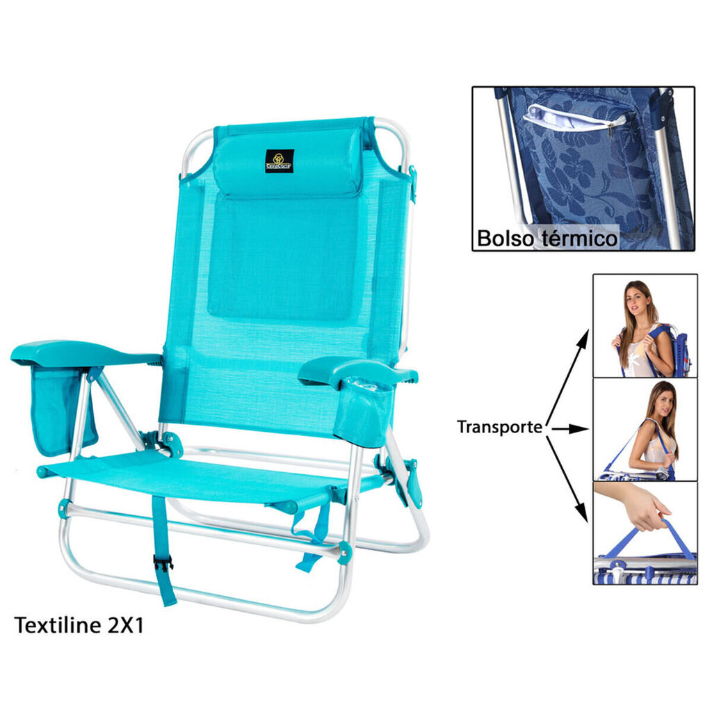 Salokāms krēsls ar dzesētāju Textiline Corall, 55 x 24 x 63 cm cena un informācija | Dārza krēsli | 220.lv