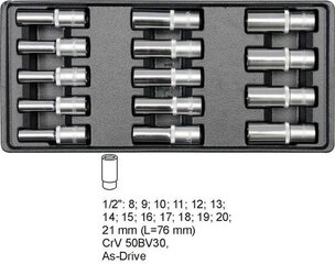 YATO DRAWER INSERT GARAS ligzdas 1/2&quot; 14gab 8-21mm 5539 cena un informācija | Rokas instrumenti | 220.lv