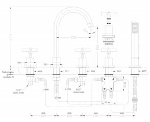 5 daļu vannas jaucējkrāns Sila SEM-1104G цена и информация | Смесители | 220.lv