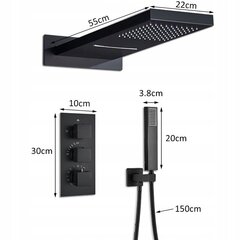 Virsapmetuma dušas komplekts ar termostatu Silla S-1159B, Black cena un informācija | Dušas komplekti un paneļi | 220.lv