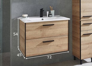 Шкаф с раковиной 395 дуб / чёрный цена и информация | Шкафчики для ванной | 220.lv