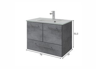 Шкаф под раковину и стеклянная раковина 945 темно-серый цена и информация | Шкафчики для ванной | 220.lv