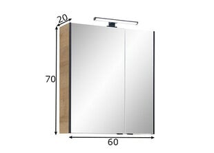 Зеркальный шкаф с LED-светильником 03-I дуб цена и информация | Шкафчики для ванной | 220.lv