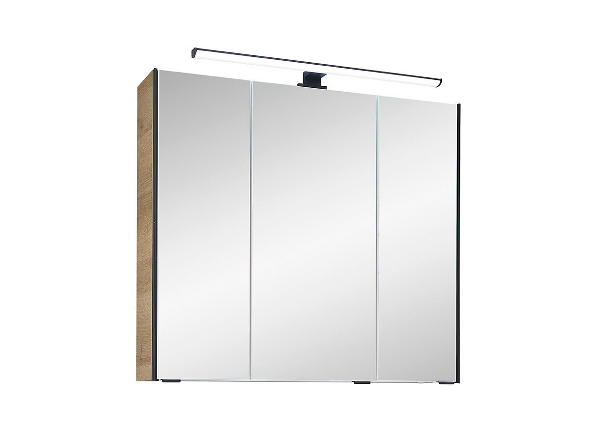 Spoguļstikla skapis ar LED apgaismojumu 03-II ozols cena un informācija | Vannas istabas skapīši | 220.lv