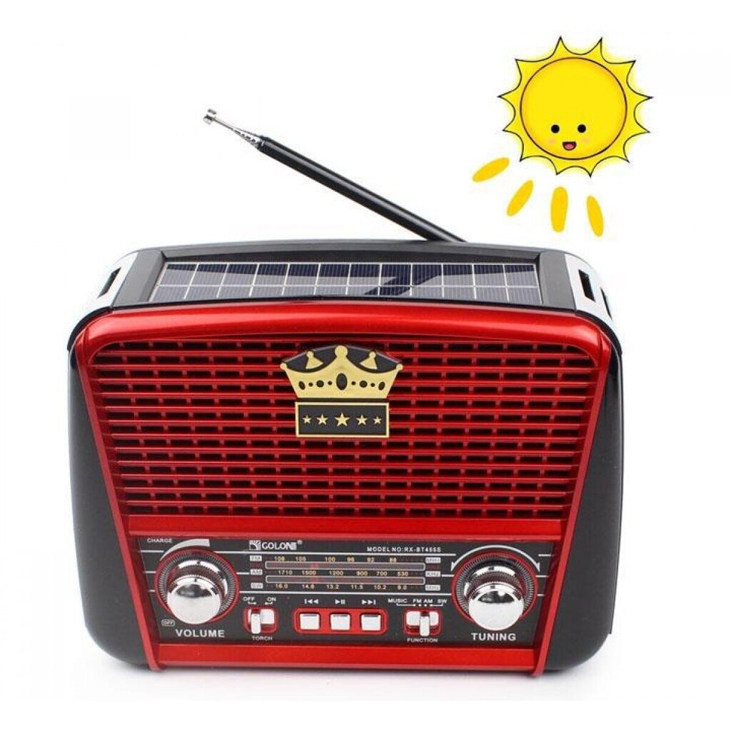 Retro MP3 radio atskaņotājs Golon RX-BT455S saules baterija cena un informācija | Radioaparāti, modinātājpulksteņi | 220.lv