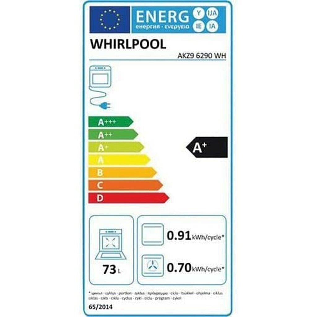 Pirolītiskā cepeškrāsns Whirlpool Corporation AKZ96290WH 3650 W 73 L cena un informācija | Cepeškrāsnis | 220.lv