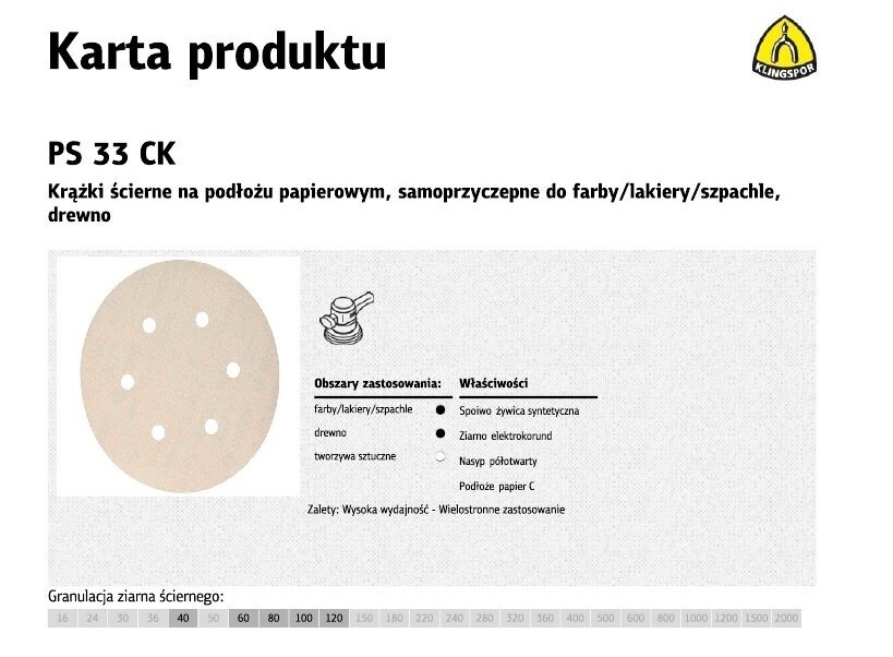 KLINGSPOR PAŠLĪGOŠAIS ABRAZĪVAIS DISKS 150mm PS33CK th. 80 GLS3 / 100gab. cena un informācija | Slīpmašīnas | 220.lv