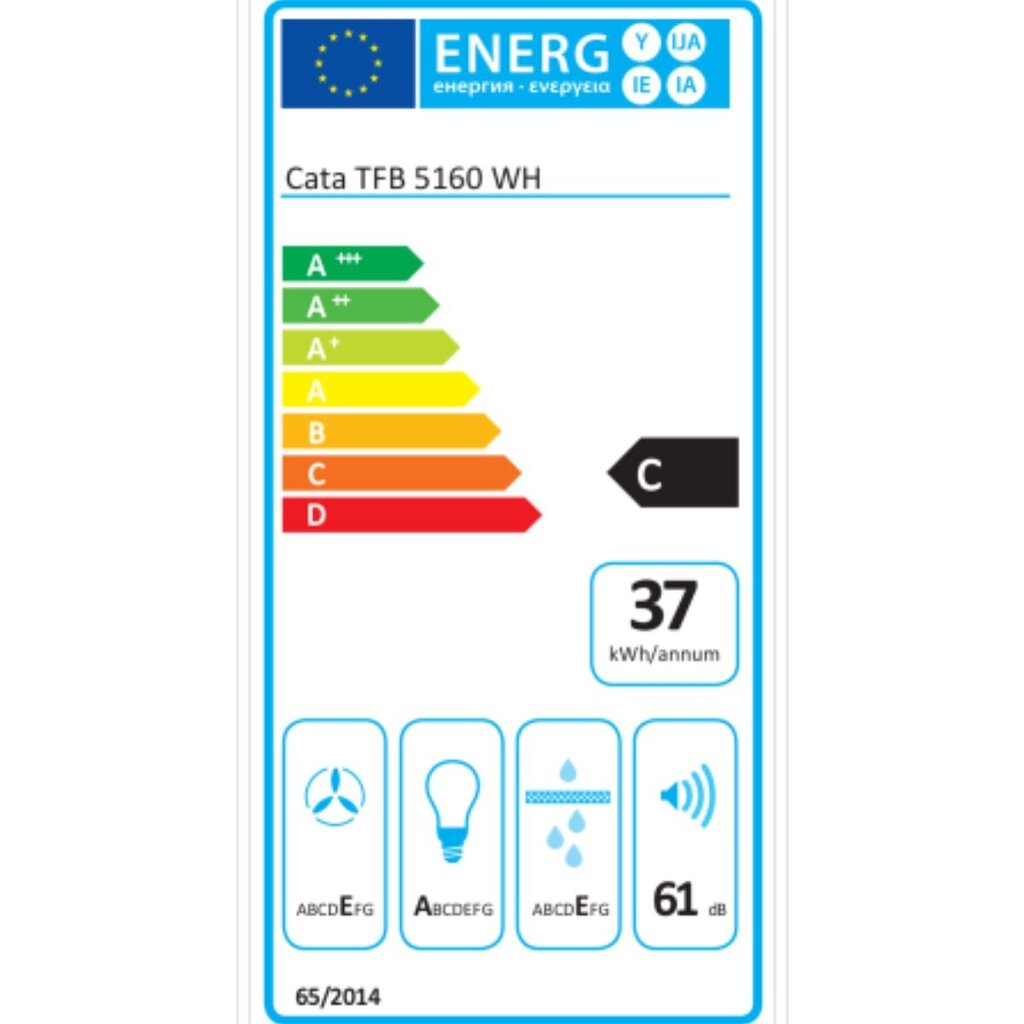 Tvaika nosūcējs Cata TFB5160WH 300 m3/h (60 cm) cena un informācija | Tvaika nosūcēji | 220.lv