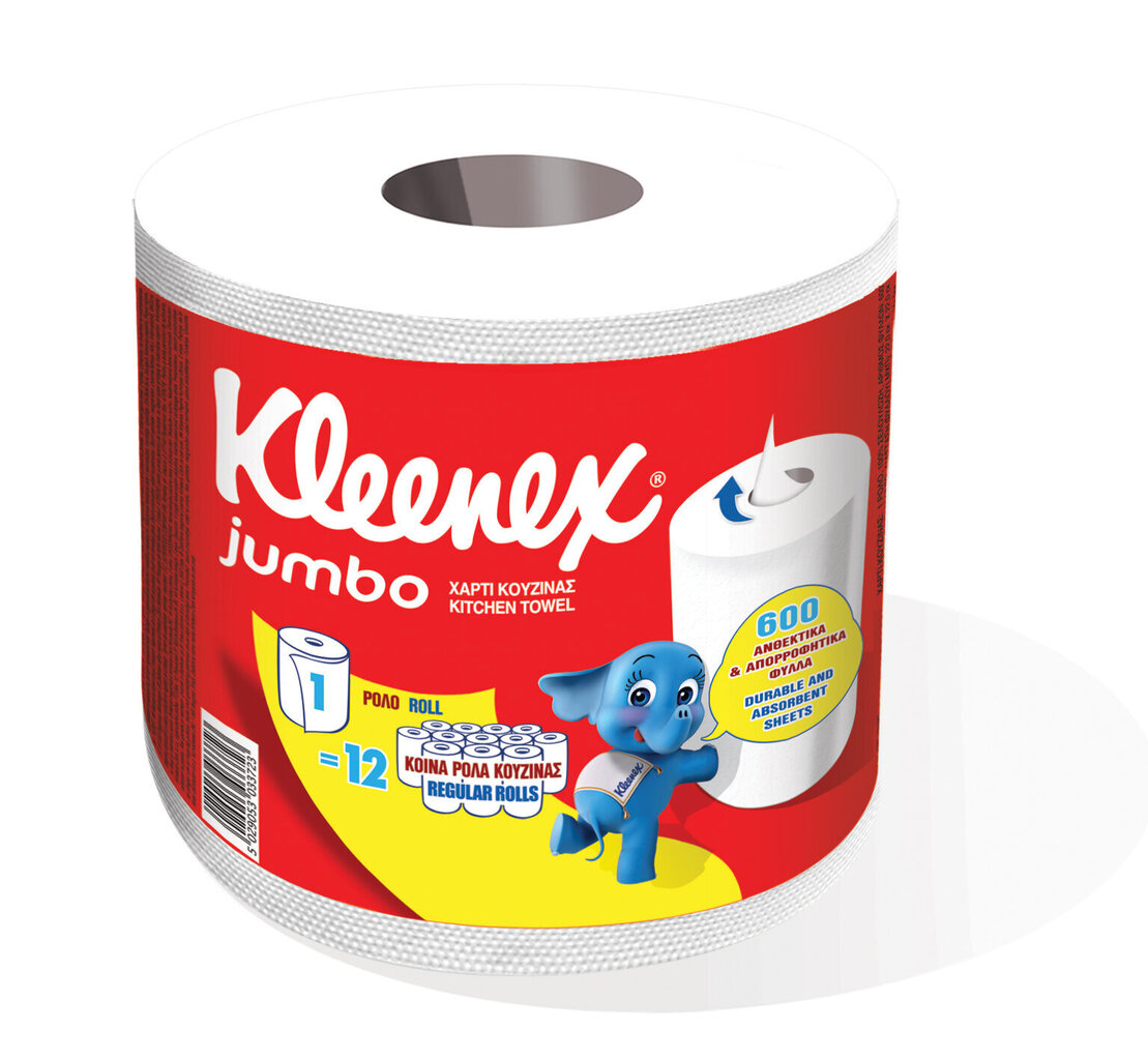 Kleenex papīra dvieļi Jumbo (600 kavējumi), 6 iepakojuma komplekts cena un informācija | Tualetes papīrs, papīra dvieļi | 220.lv
