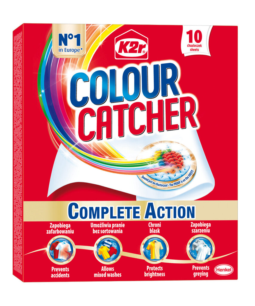 K2R krāsu ķērāju mazgāšanas lapas, 10gab, 6 iepakojuma komplekts цена и информация | Veļas mazgāšanas līdzekļi | 220.lv