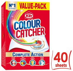 K2R krāsu ķērāju mazgāšanas lapas, 40gab, 6 iepakojuma komplekts cena un informācija | Veļas mazgāšanas līdzekļi | 220.lv