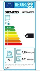 Pirolītiskā cepeškrāsns Siemens AG HB578G0S00 71 L 3600W цена и информация | Духовки | 220.lv