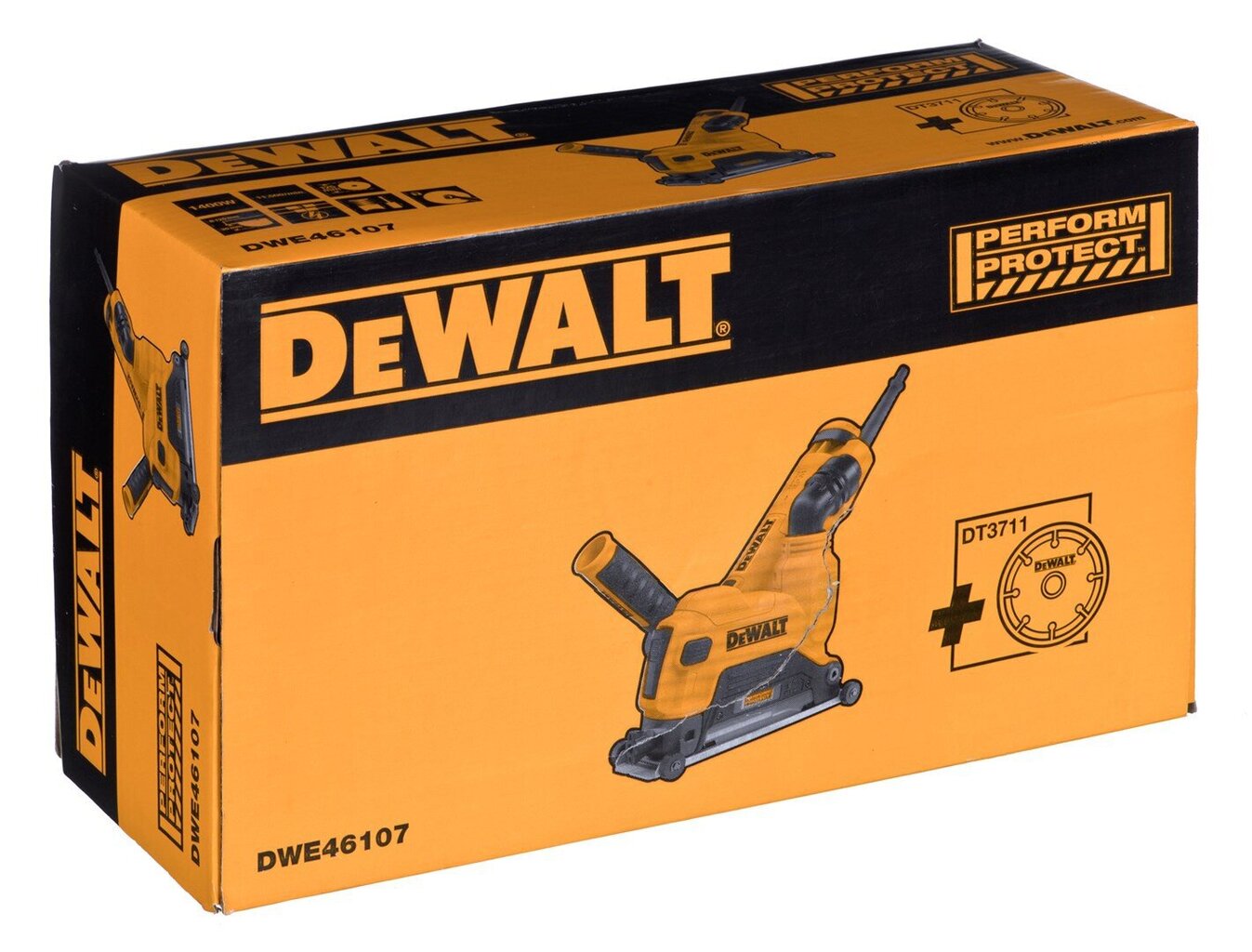 DEWALT Leņķa slīpmašīna 125/1400W DWE46107 + BETONA GRIEŠANAS AIZSARGS cena un informācija | Slīpmašīnas | 220.lv