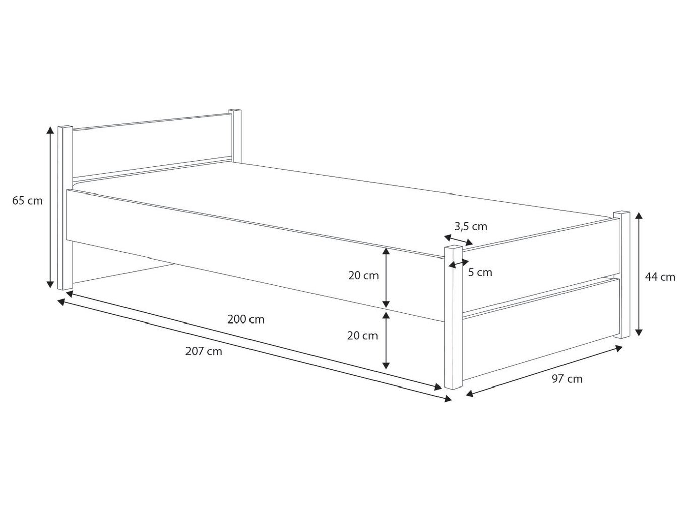 Gulta ADRK Marcello, 90x200 cm, balta cena un informācija | Gultas | 220.lv