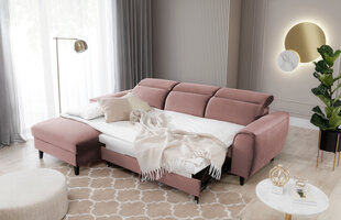 Stūra dīvāns NORE Foble Nube 24, kreisās puses, rozā cena un informācija | Stūra dīvāni | 220.lv