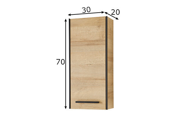 Augšējais vannas istabas skapis 395 ozols / melns cena un informācija | Vannas istabas skapīši | 220.lv