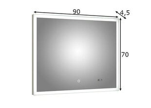 Spogulis ar LED apgaismojumu un pulksteni 22 cena un informācija | Vannas istabas spoguļi | 220.lv