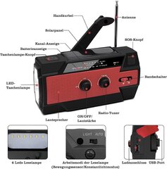 Nigecue Solar Radio, portatīvais kloķa radio dinamo radio ar AM/FM, iebūvēts 4000mAh uzlādējams akumulators, 4 režīmi LED lukturītis, LED lasīšanas lampa ar kustības sensoru, SOS trauksme ārkārtas gadījumiem Ourdoor cena un informācija | Radioaparāti, modinātājpulksteņi | 220.lv