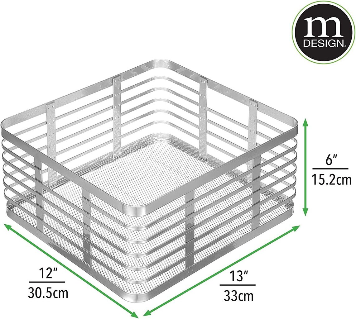 mDesign uzglabāšanas grozi, metāla, 30,5 x 33,0 x 15,2 cm, 3 gab. cena un informācija | Veļas grozi un mantu uzglabāšanas kastes | 220.lv