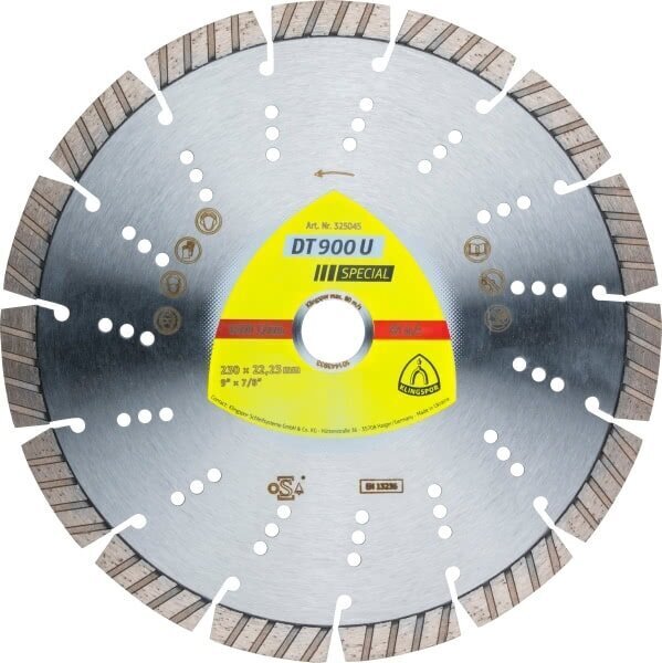 KLINGSPOR SEGMENTA DIMANTA ASMENS 230 mm x 2,6 mm x 22,2 mm DT900U cena un informācija | Rokas instrumenti | 220.lv