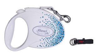 FLEXI Glam Splash Ocean с кристаллами Swarovski S - Поводок выдвижной для собак - 3 м - белый цена и информация | Поводки для собак | 220.lv