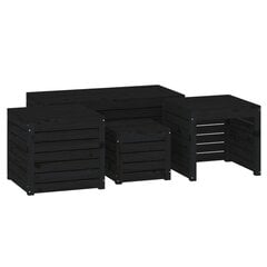 vidaXL dārza kastes, 4 gab., melnas, priedes masīvkoks cena un informācija | Komposta kastes un āra konteineri | 220.lv