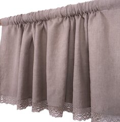 Натуральная льняная штора с кружевом Valance, 140x50см. цена и информация | Шторы, занавески | 220.lv