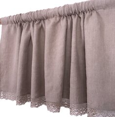 Натуральная льняная штора с кружевом Valance natur, 140x70 см. цена и информация | Шторы, занавески | 220.lv