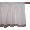 Натуральная льняная штора с кружевом Valance white, 140x50см.