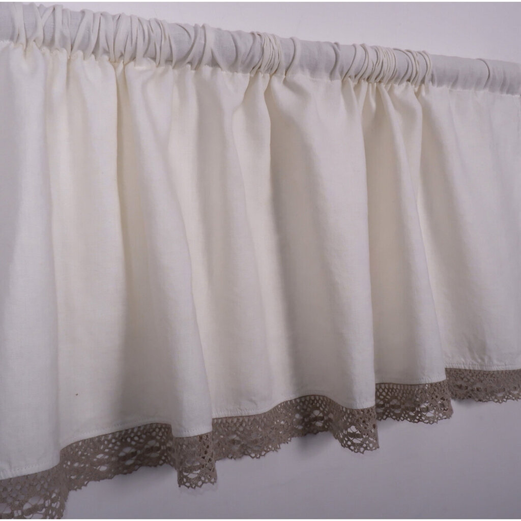 Dabīgs lina aizkars ar mežģīnēm Valance white, 140x70 cm. cena un informācija | Aizkari | 220.lv