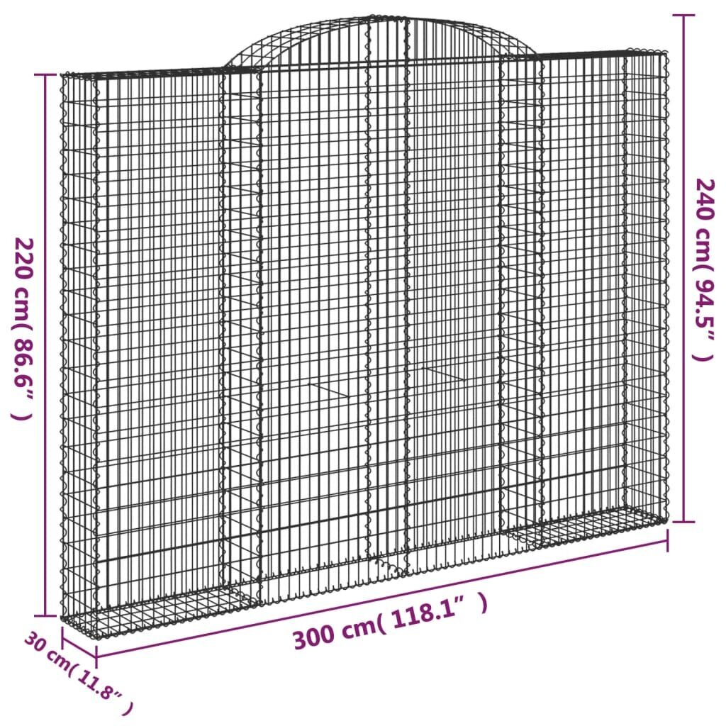 vidaXL arkveida gabiona grozi, 5 gb., 300x30x220/240cm, cinkota dzelzs cena un informācija | Žogi un piederumi | 220.lv