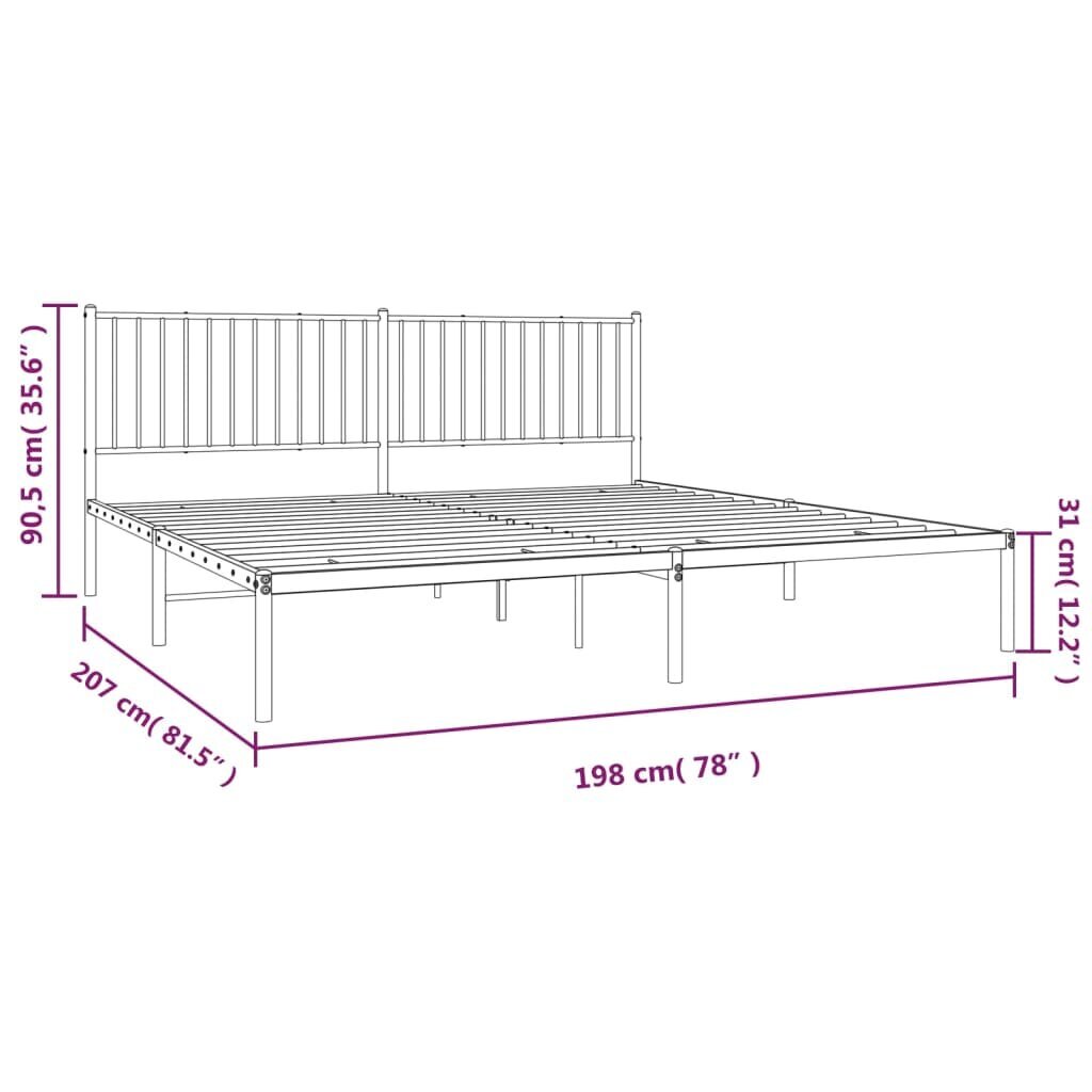 Gultas rāmis ar galvgali un kājgali vidaXL, 193x203 cm, melns cena un informācija | Gultas | 220.lv