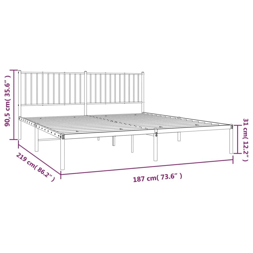 Gultas rāmis ar galvgali vidaXL, 183x213 cm, melns cena un informācija | Gultas | 220.lv