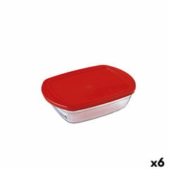 Прямоугольная коробочка для завтрака с крышкой Ô Cuisine Cook & Store Красный 400 ml 17 x 10 x 5 cm Силикон Cтекло (6 штук) цена и информация | Посуда для хранения еды | 220.lv