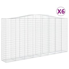 vidaXL arkveida gabiona grozi, 6 gb., 400x50x200/220cm, cinkota dzelzs cena un informācija | Žogi un piederumi | 220.lv