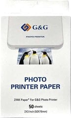 Fotopapīrs Zink GG-ZP023-50 Canon, G&amp;G, Huawei, HP, Polaroid, Xiaomi printeriem; 50 mm x 76 mm; 50 gab cena un informācija | Burtnīcas un papīra preces | 220.lv