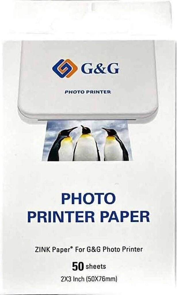 Fotopapīrs Zink GG-ZP023-50 Canon, G&amp;G, Huawei, HP, Polaroid, Xiaomi printeriem; 50 mm x 76 mm; 50 gab cena un informācija | Burtnīcas un papīra preces | 220.lv