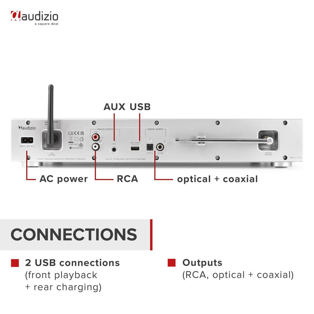 Interneta radio uztvērējs ar DAB+/FM, Audizio Adria, sudraba cena un informācija | Radioaparāti, modinātājpulksteņi | 220.lv