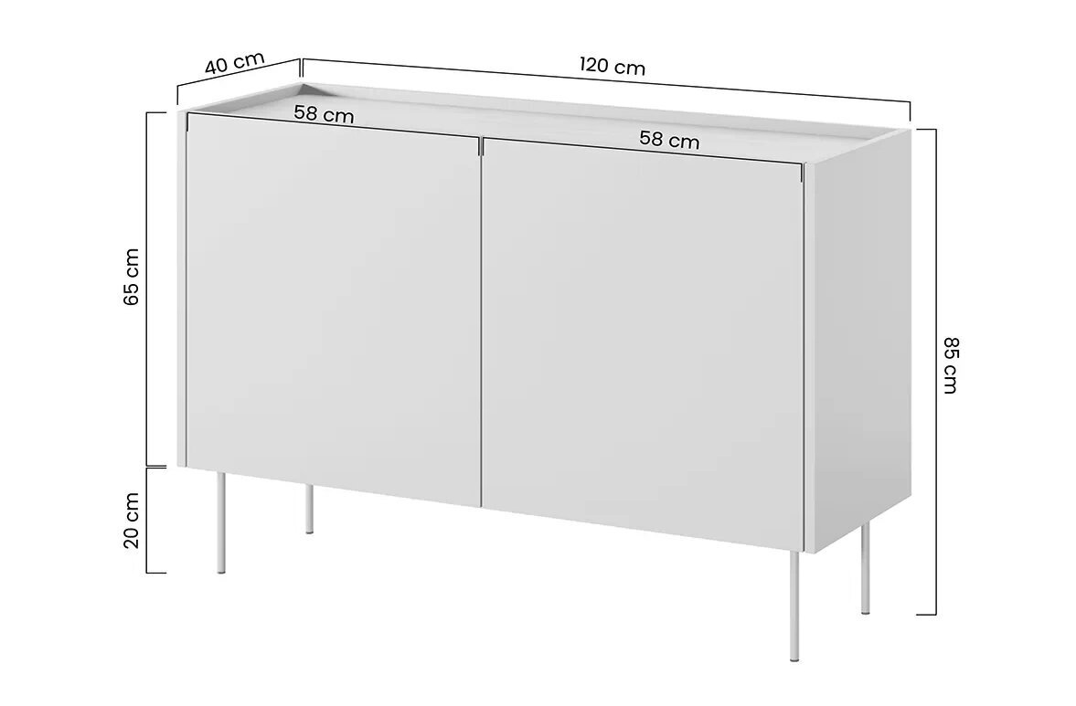 Kumode Bogart Desin 120 2D2SZ, melna cena un informācija | Kumodes | 220.lv