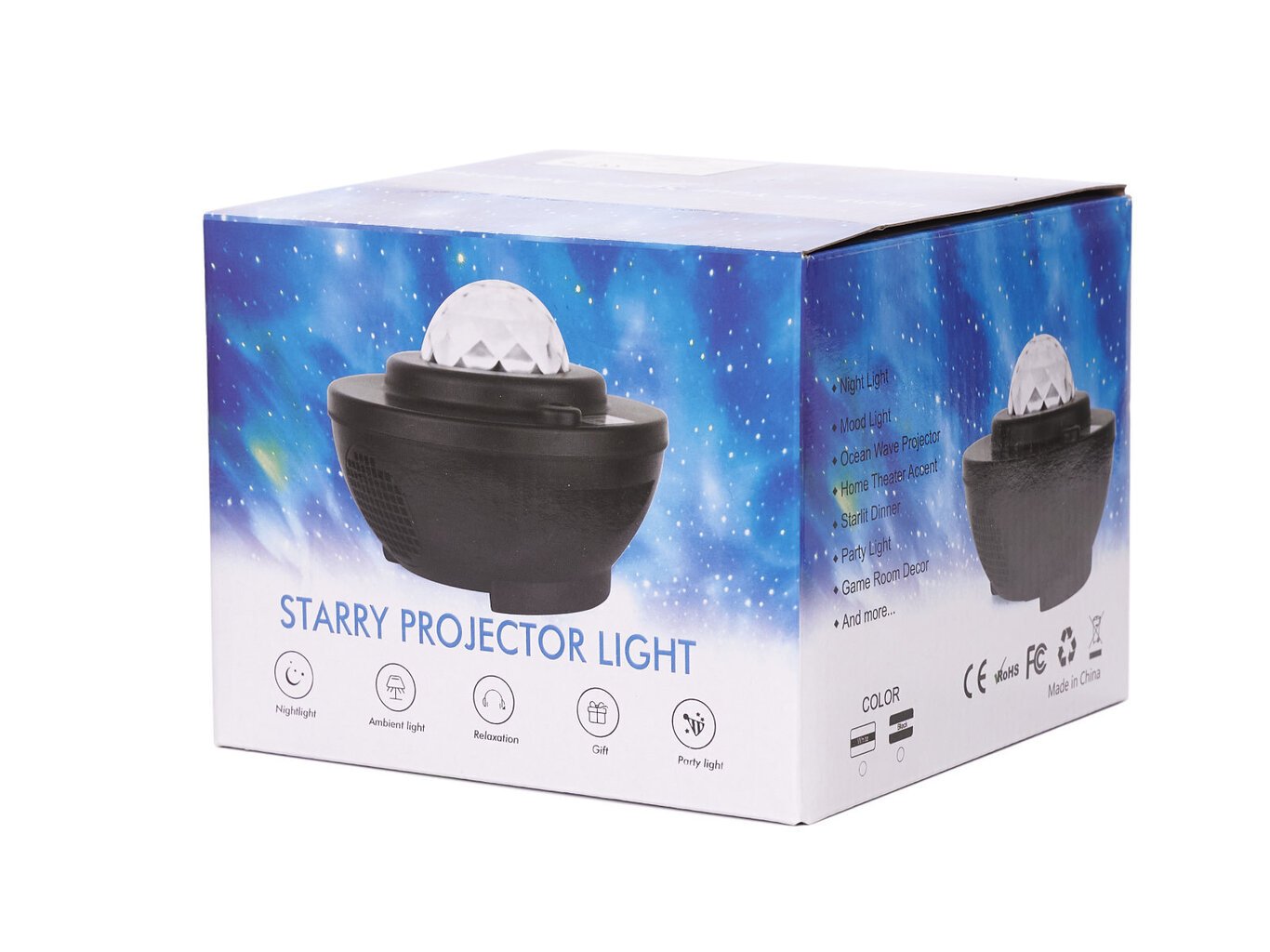 Rotējoša LED naktslampiņa, melna цена и информация | Svētku dekorācijas | 220.lv